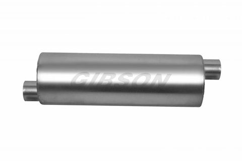 6" Round 24" Long Superflow Stainless Steel Performance Muffler (2.25" Offset Inlet) (2.25" Offset Outlet) by Gibson Exhaust