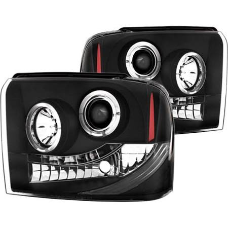 2005-2007 Ford F-250 F-350 SuperDuty Black Halo Projector Headlights (Pair) by IPCW