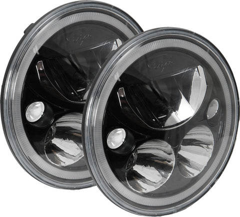 5.75" Round Black Chrome Vortex LED Headlights w/ Halo (Pair) by Vision X