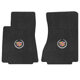 2008-2013 Cadillac CTS 2WD Sedan + Wagon "Cadillac Logo" Velourtex FRONT Seat Floor Mats (Ebony) by Lloyd Mats