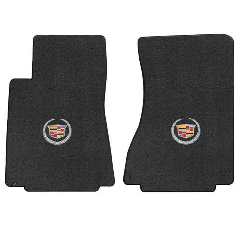 2008-2013 Cadillac CTS 2WD Sedan + Wagon "Cadillac Logo" Velourtex FRONT Seat Floor Mats (Ebony) by Lloyd Mats