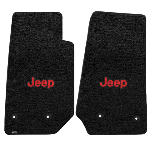 2014-2015 Jeep Wrangler Unlimited "Red JEEP Logo" Ultimats FRONT Seat Floor Mats (Black) by Lloyd Mats