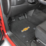 2014-2015 Chevy Silverado (1500 Standard Cab) "Bow Tie Logo" Velourtex FRONT Seat Floor Mats (Ebony) by Lloyd Mats