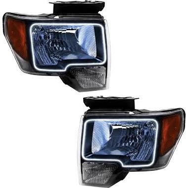2009-2014 Ford F150 and Raptor (Models w/out HID / Projector Headlights) Oracle Halo Headlights (Complete Assemblies) BLACK