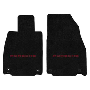 2014-2016 Porsche Cayman (981C) "Porsche Logo" Ultimat FRONT Seat Floor Mats (Black) by Lloyd Mats