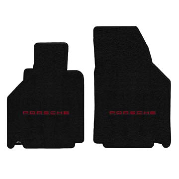 1998-2000 Porsche 911 Carrera (996) "Porsche Logo" Ultimat FRONT Seat Floor Mats (Black) by Lloyd Mats
