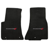 2011-2015 Dodge Challenger "Dodge Logo" Velourtex FRONT Seat Floor Mats (Ebony) by Lloyd Mats