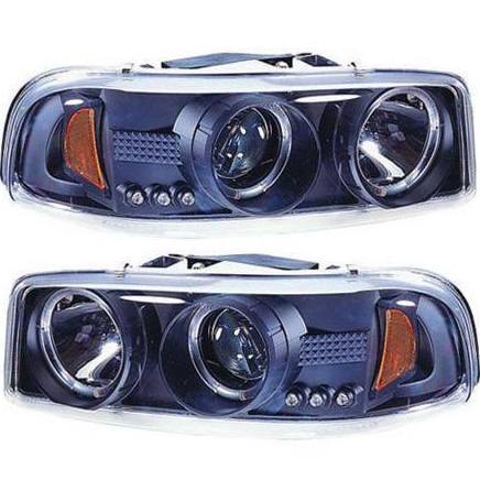 1999-2006 GMC Sierra, 2000-2006 GMC Yukon Black Projector Headlights (Pair) by IPCW