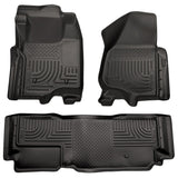 Husky WeatherBeater FRONT + BACK SEAT Floor Liners 2011-2012 Ford F250/F350/F450 SuperDuty Super Cab (No Man Trans Case) (Models w/out Foot Rest)