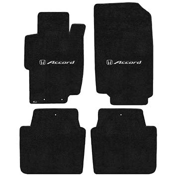2003-2007 Honda Accord Sedan "Honda Logo" Velourtex Front and Back Seat Floor Mats (Ebony) by Lloyd Mats