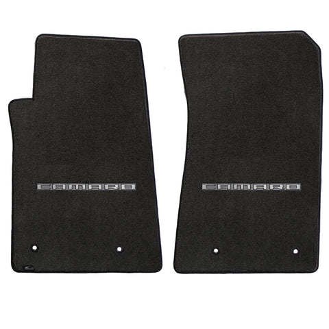 2010-2015 Chevy Camaro "Camaro Logo" Velourtex FRONT Seat Floor Mats (Ebony) by Lloyd Mats
