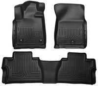 Husky WeatherBeater FRONT + BACK SEAT Floor Liners 2014-2017 Toyota Tundra Double Cab