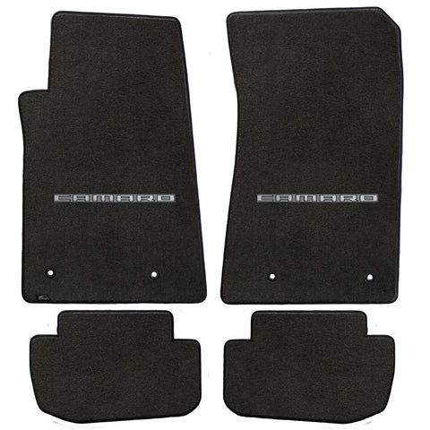 2010-2015 Chevy Camaro "Camaro Logo" Velourtex FRONT and Rear Floor Mats (Ebony) by Lloyd Mats