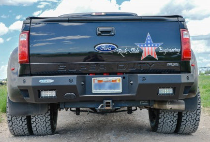 2008-2016 Ford F-250 F-350 F-450 SuperDuty Rigid Aluminum Rear Bumper w/ Step, Light Pockets by Rock Slide Engineering
