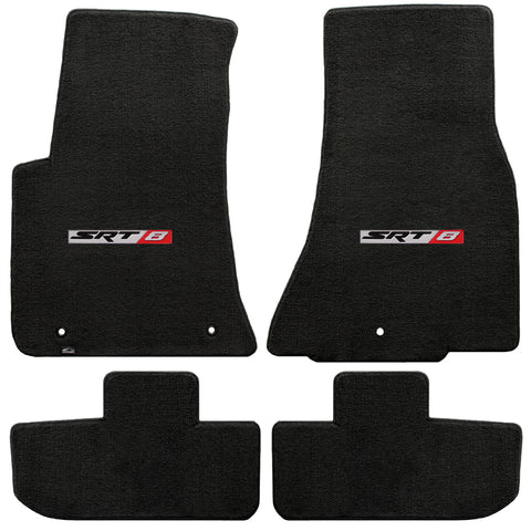 2011-2015 Dodge Challenger "SRT8 Logo" Velourtex Front and Back Seat Floor Mats (Ebony) by Lloyd Mats