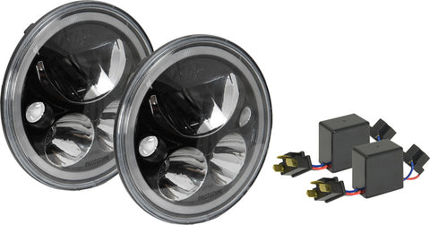 2007-2017 Jeep Wrangler Black Chrome Vortex LED Headlights  w/ Halo (Pair) by Vision X