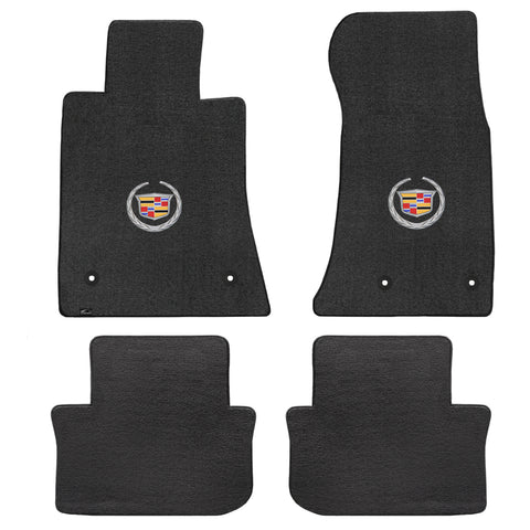 2013-2014 Cadillac ATS "Cadillac Logo" Velourtex Front and Back Seat Floor Mats (Ebony) by Lloyd Mats