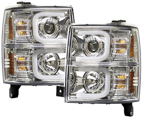 2014-2017 Chevy Silverado 1500 IPCW Chrome Projector Headlights w/ DRL