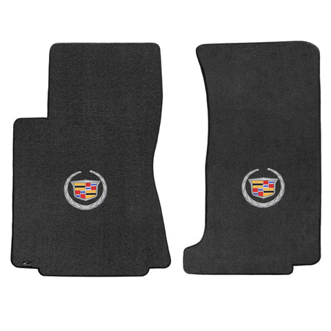 2008-2013 Cadillac CTS AWD Sedan + Wagon "Cadillac Logo" Velourtex FRONT Seat Floor Mats (Ebony) by Lloyd Mats