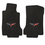 2005-Mid2007 Chevy Corvette "C6 Logo" Velourtex FRONT Seat Floor Mats (Ebony) by Lloyd Mats