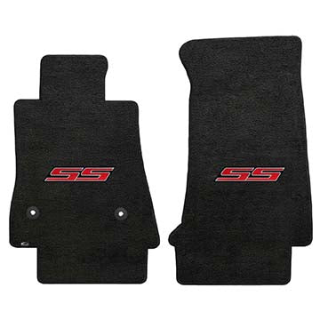 2016-2017 Chevy Camaro "Red SS Logo" Velourtex FRONT Seat Floor Mats (Ebony) by Lloyd Mats