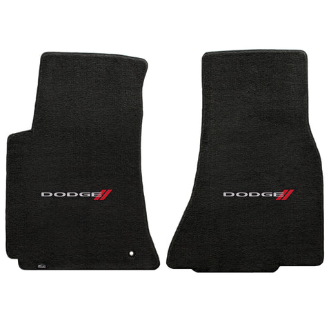 2008-2010 Dodge Challenger "Dodge Logo" Velourtex FRONT Seat Floor Mats (Ebony) by Lloyd Mats