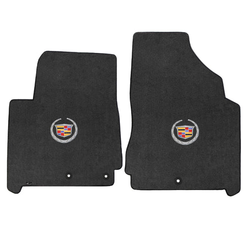 2012-2014 Cadillac SRX "Cadillac Logo" Velourtex FRONT Seat Floor Mats (Ebony) by Lloyd Mats
