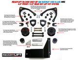 2007-2014 Chevy Escalade Tahoe Suburban Yukon XL Denali 1500 4WD 6 Lug ReadyLift COMPLETE Lift Kit 4" FRONT 3" REAR Lift