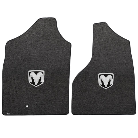 2002-2008 Dodge Ram 1500  "Silver RAM Logo" Velourtex FRONT Seat Floor Mats (Ebony) by Lloyd Mats