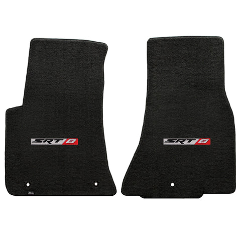 2011-2015 Dodge Challenger "SRT8 Logo" Velourtex FRONT Seat Floor Mats (Ebony) by Lloyd Mats