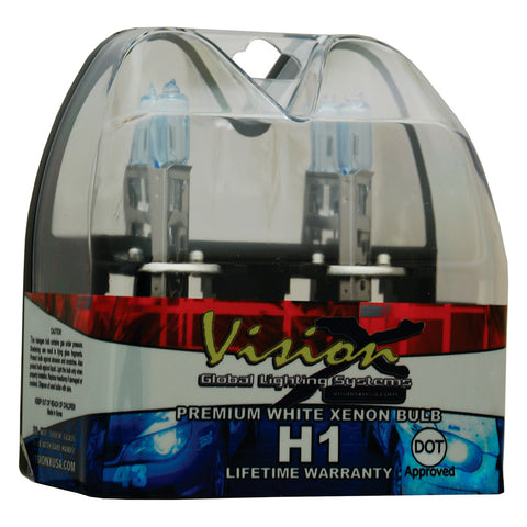 H1 SuperWhite Headlight Bulbs 55 Watt DOT Certified (Pair) by Vision X