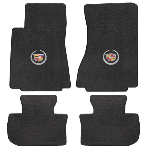 2008-2013 Cadillac CTS 2WD Sedan + Wagon "Cadillac Logo" Velourtex Front and Back Seat Floor Mats (Ebony) by Lloyd Mats