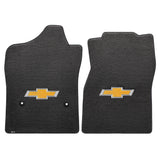 2014-2015 Chevy Silverado (1500 Standard Cab) "Bow Tie Logo" Velourtex FRONT Seat Floor Mats (Ebony) by Lloyd Mats
