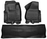 Husky WeatherBeater FRONT + BACK SEAT Floor Liners 2012-2016 Ford F250/F350/F450 SuperDuty Crew Cab (No Man Trans Case) (Models w/ Foot Rest Only)