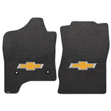 2014-2015 Chevy Silverado (1500 Crew Cab or Double Cab) "Bow Tie Logo" Velourtex FRONT Seat Floor Mats (Ebony) by Lloyd Mats