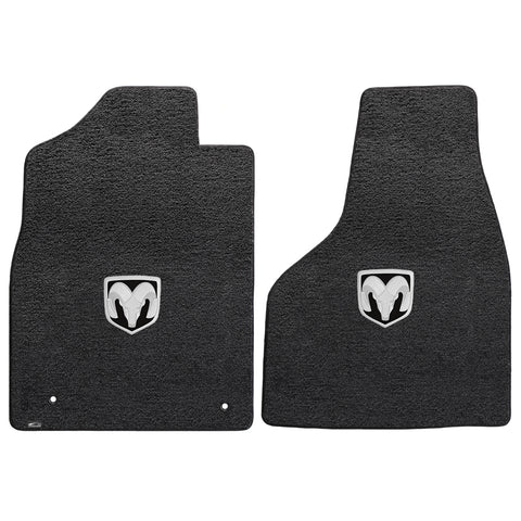 2012.5-2015 Dodge Ram 1500 (Standard Cab) "Silver RAM Logo" Ultimats FRONT Seat Floor Mats (Ebony) by Lloyd Mats