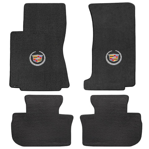 2008-2013 Cadillac CTS AWD Sedan + Wagon "Cadillac Logo" Velourtex Front and Back Seat Floor Mats (Ebony) by Lloyd Mats