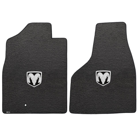2009-2012.5 Dodge Ram 1500 (Standard Cab) "Silver RAM Logo" Velourtex FRONT Seat Floor Mats (Ebony) by Lloyd Mats