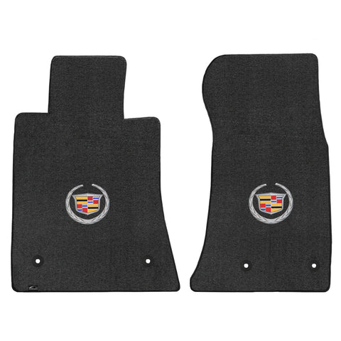 2013-2014 Cadillac ATS "Cadillac Logo" Velourtex FRONT Seat Floor Mats (Ebony) by Lloyd Mats