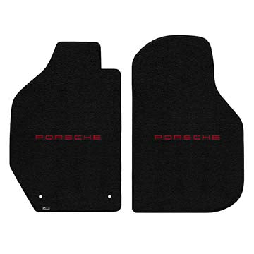 1966-1973 Porsche 911 / 912 Targa "Porsche Logo" Ultimat FRONT Seat Floor Mats (Black) by Lloyd Mats