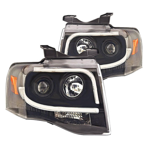 2007-2013 Ford Expedition IPCW Black Projector Headlights (Pair) w/ DRL