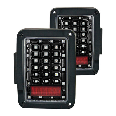 2007-2016 Jeep Wrangler IPCW Black LED Tail Lights
