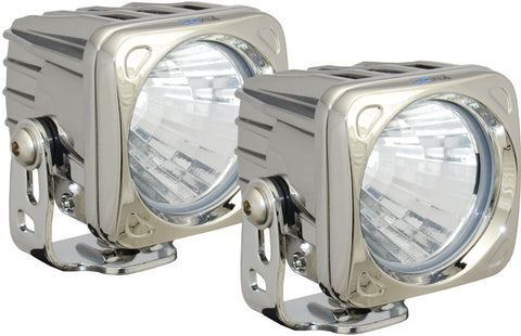 Optimus 3" Square Chrome LED Driving Lights 10w 20 Deg Medium Beam (Pair) by Vision X