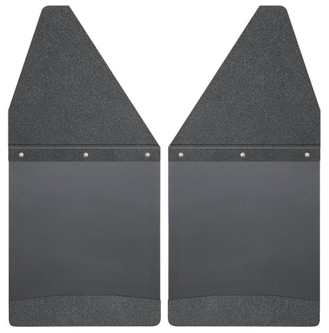1988-2016 Chevy Silverado 1500 2500, 3500 (also fits 2004-2008 Dodge Ram) Kickback Mud Flaps by Husky (12" Wide, Black Top and Weight)
