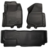 Husky WeatherBeater FRONT + BACK SEAT Floor Liners 2012-2016 Ford F250/F350/F450 SuperDuty Super Cab (No Man Trans Case) (Models w/ Foot Rest Only)