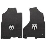 2012.5-2015 Dodge Ram 1500 (Crew Cab) "Silver RAM Logo" Velourtex FRONT Seat Floor Mats (Dark Slate) by Lloyd Mats