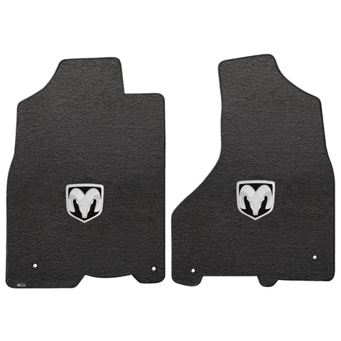 2012.5-2015 Dodge Ram 1500 (Crew Cab) "Silver RAM Logo" Velourtex FRONT Seat Floor Mats (Dark Slate) by Lloyd Mats