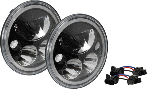 7" Round Black Chrome Vortex LED Headlights  w/ Halo (Pair) by Vision X