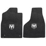 2012.5-2015 Dodge Ram 1500 (Quad Cab) "Silver RAM Logo" Ultimats FRONT Seat Floor Mats (Ebony) by Lloyd Mats