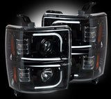 RECON Black LED Projector Headlights w/ DRL 2014-2017 Chevy Silverado 1500